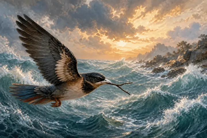 Illustration inspired by Jingwei Fills the Sea.