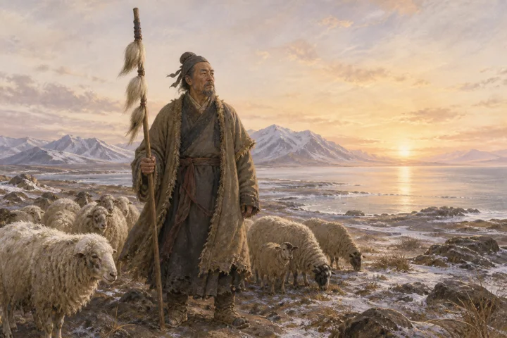 Illustration inspired by Su Wu Herds Sheep.