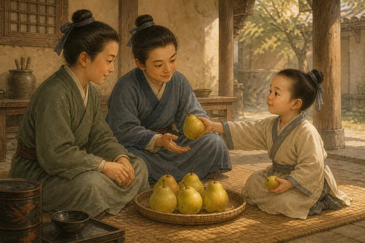 Illustration inspired by Kong Rong Gives Away the Bigger Pears.
