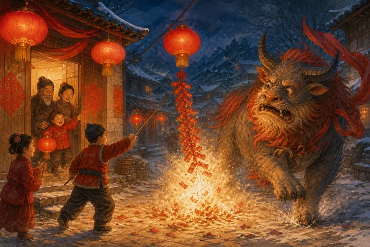 Illustration inspired by Monster Nian and Chinese New Year.