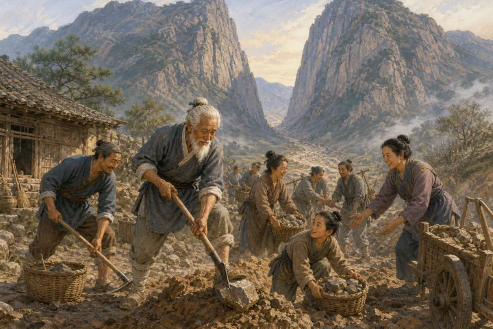 Illustration inspired by Yu Gong Moves the Mountains.