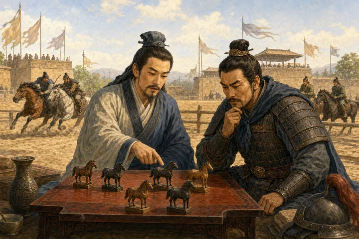 Illustration inspired by Tian Ji's Horse Race.
