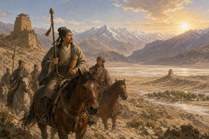 Illustration inspired by Zhang Qian's Mission to the Western Regions.